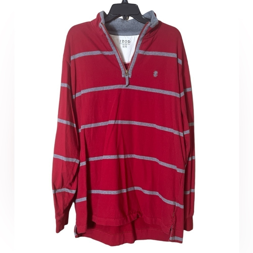 Men’s IZOD 1/4 Zip Striped Rugby Pullover Shirt Cotton XL‎ Preppy Y2K Skater